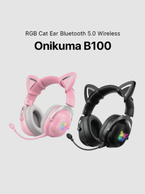 Onikuma B100 RGB Cat Ears Bluetooth 5.0 Gaming Headset Stereo Sound with HD Mic
