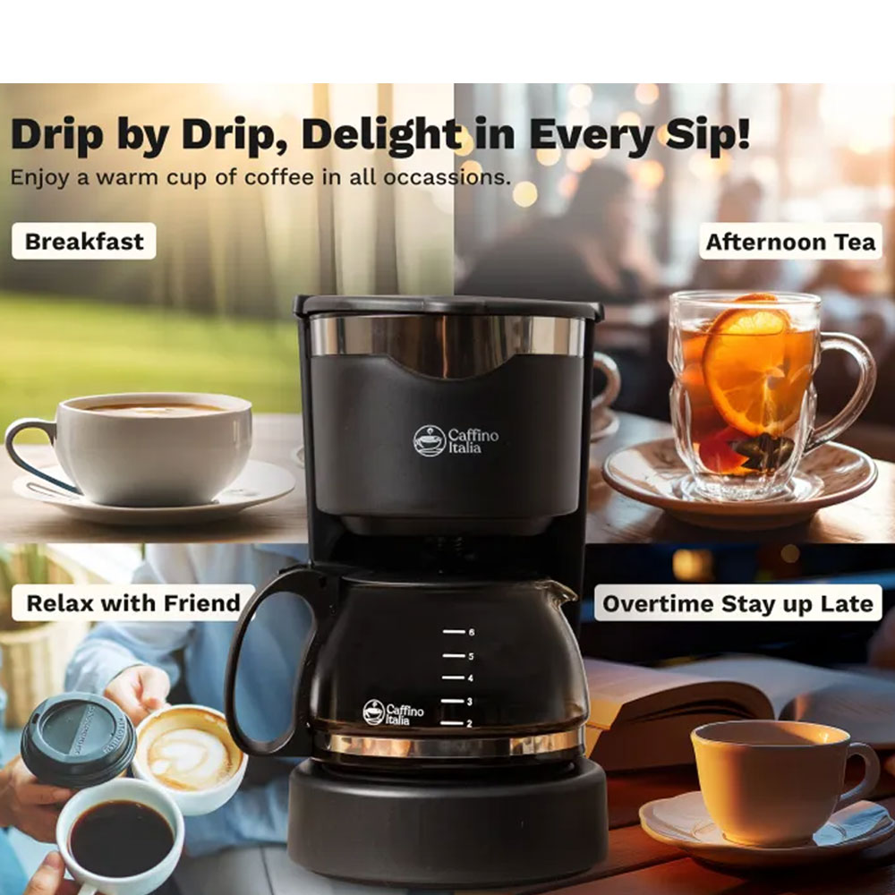 Caffino Italia 1.2L Drip Coffee Maker - Black - Image 2