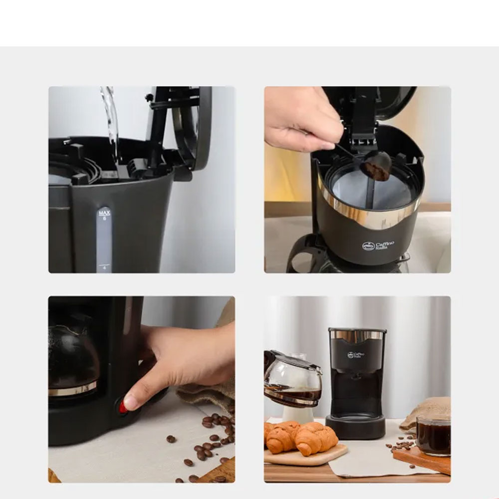 Caffino Italia 1.2L Drip Coffee Maker - Black - Image 4