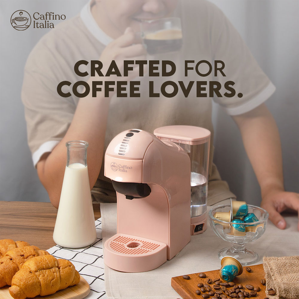 Caffino Italia Vivace Multifunctional Capsules And Ground Coffee Espresso Machine - Vienna Pink - Image 2