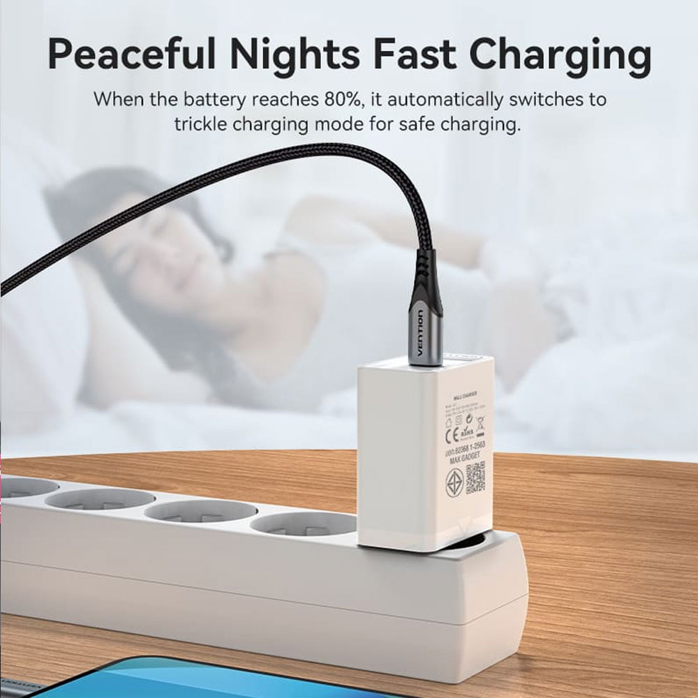 Vention 1-Port USB-C Wall Charger Plug - Image 2