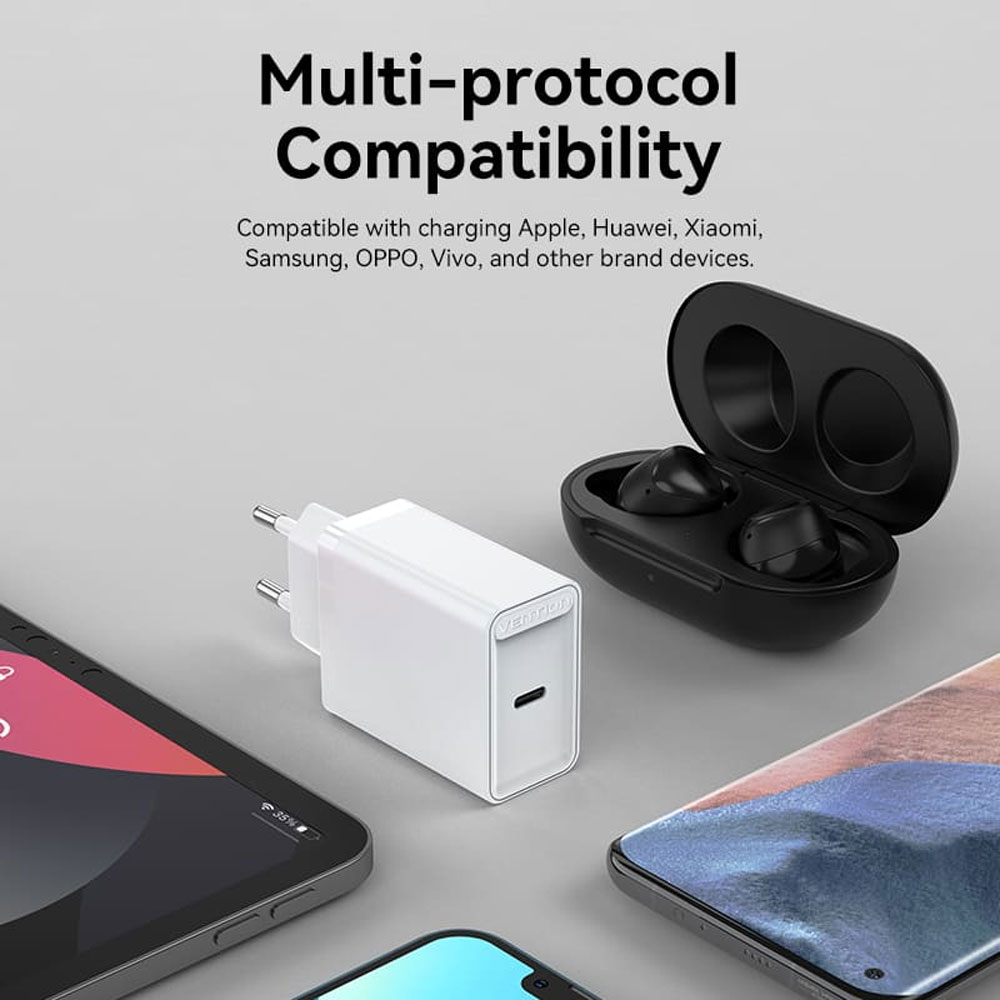 Vention 1-Port USB-C Wall Charger Plug - Image 4