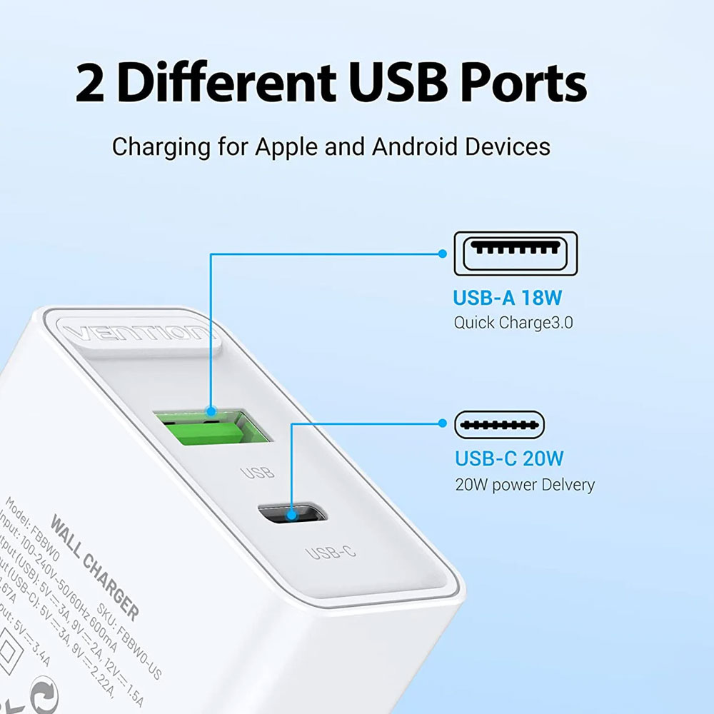 Vention Two-Port Wall Charger - Image 3