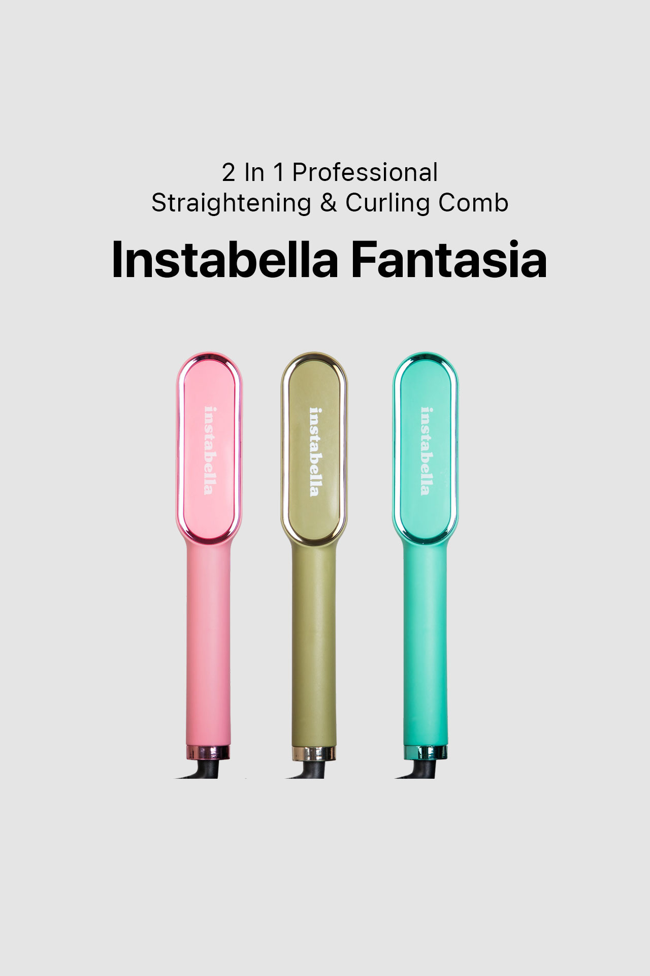 Instabella Fantasia 2-in-1 Professional Straightening & Curling Comb HB-476