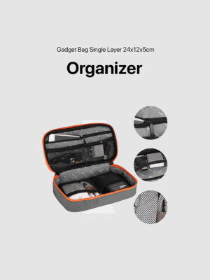 Gadget Organizer Bag Single Layer 24x12x5cm -Gray