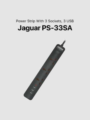Jaguar Electronics Power Strip with 3 Sockets, 3 USB