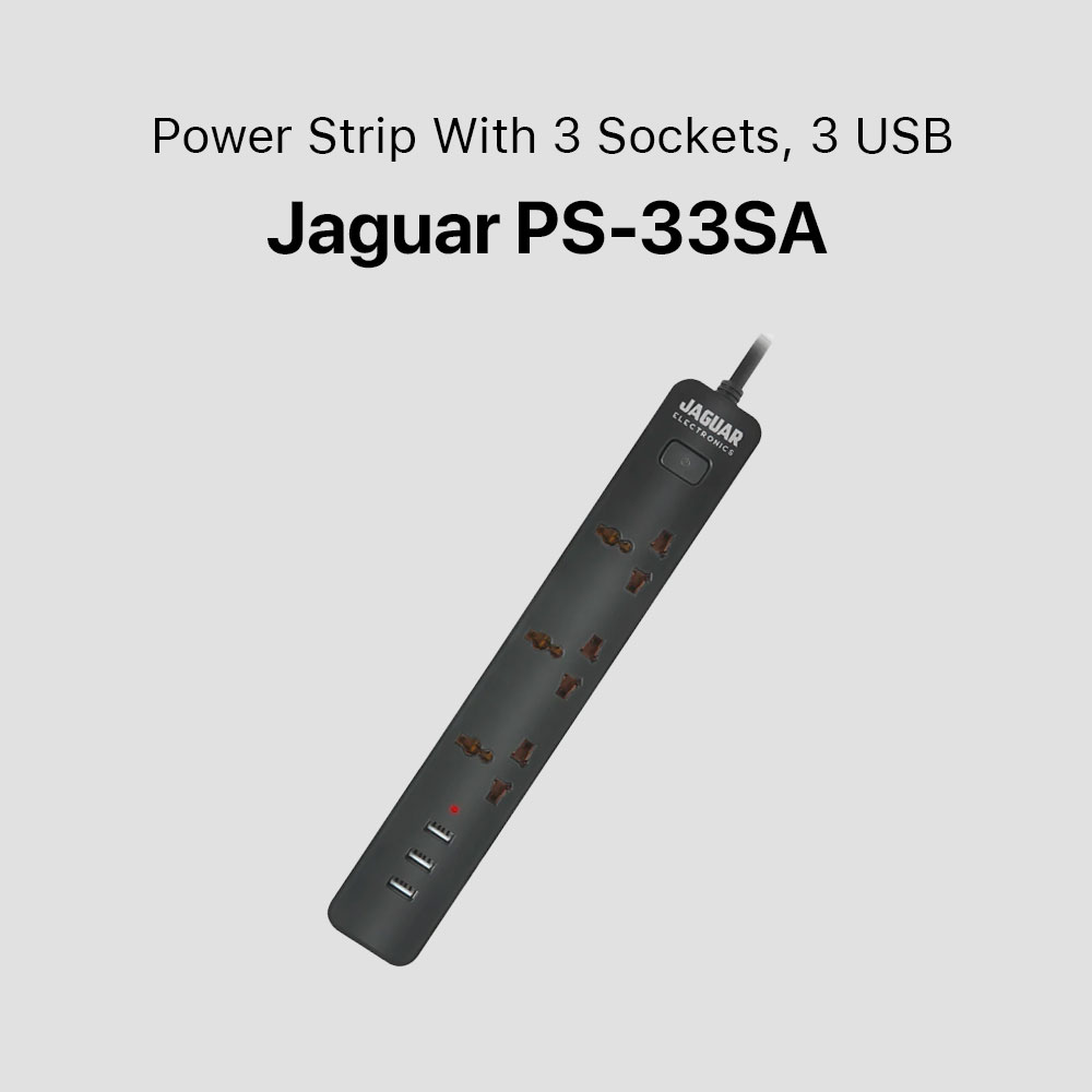 Jaguar Electronics Power Strip with 3 Sockets, 3 USB - Image 5
