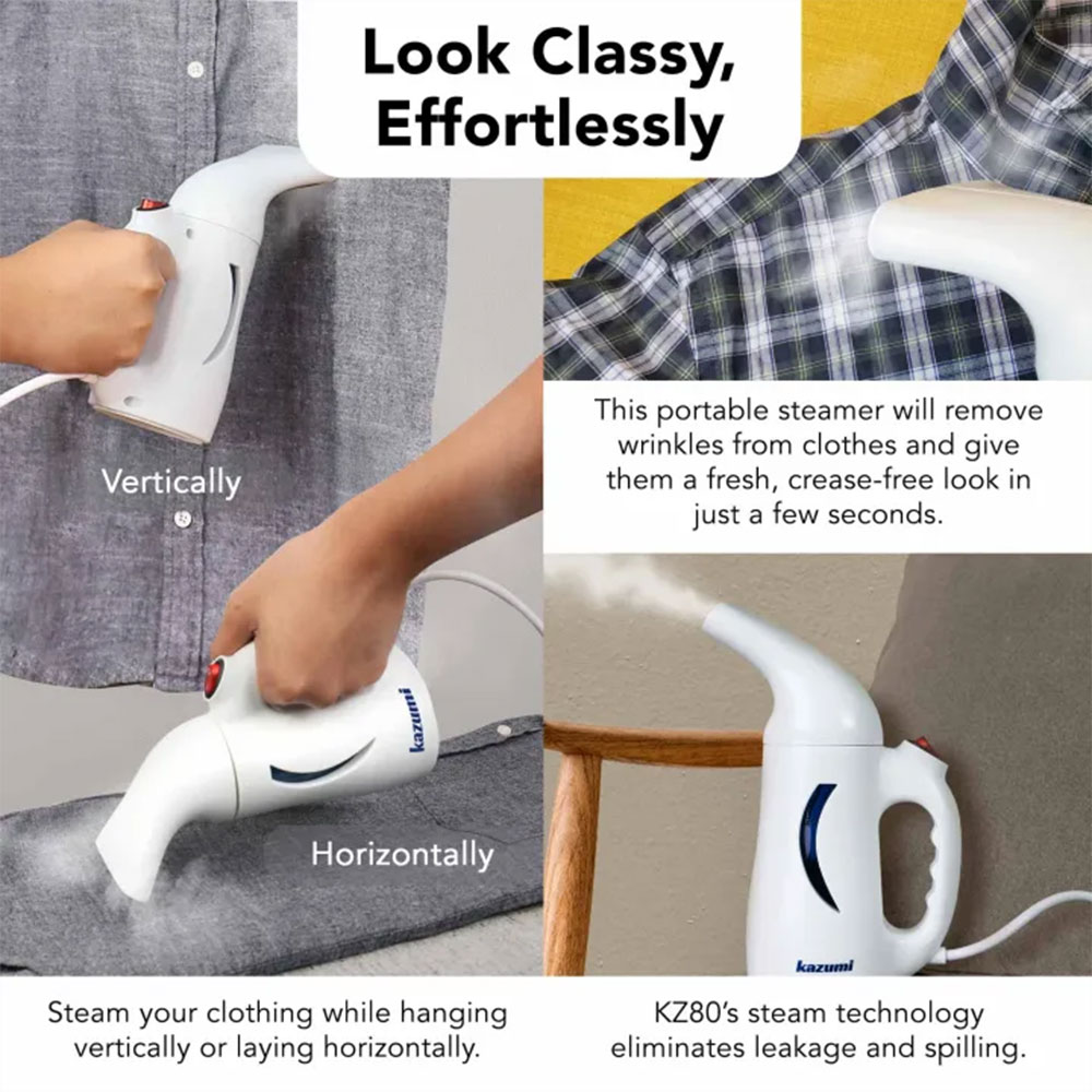 KAZUMI KZ80 Handheld Garment Steamer - White - Image 4