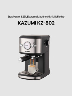 Kazumi KZ-802 BrewMaster 1.25L Espresso Machine with Milk Frother - Black