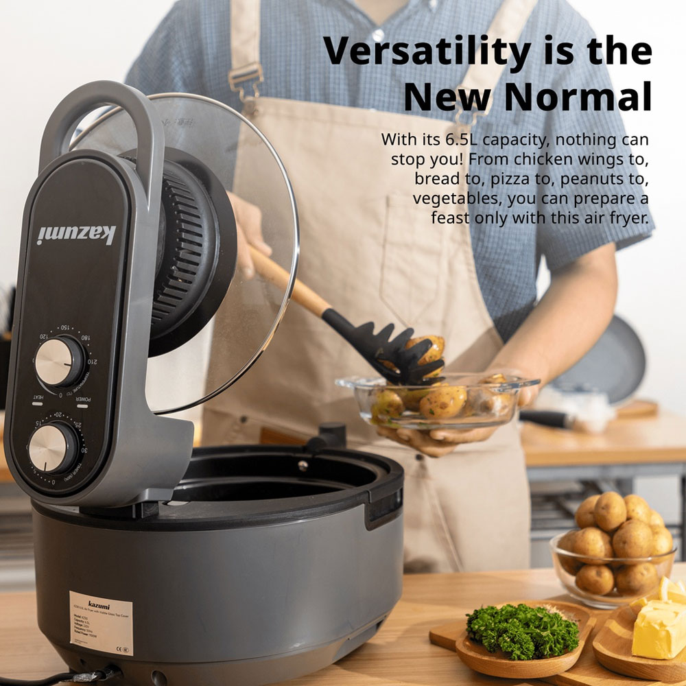 Kazumi KZ50 6.5L Air Fryer with Visible Glass Top Cover - Image 2