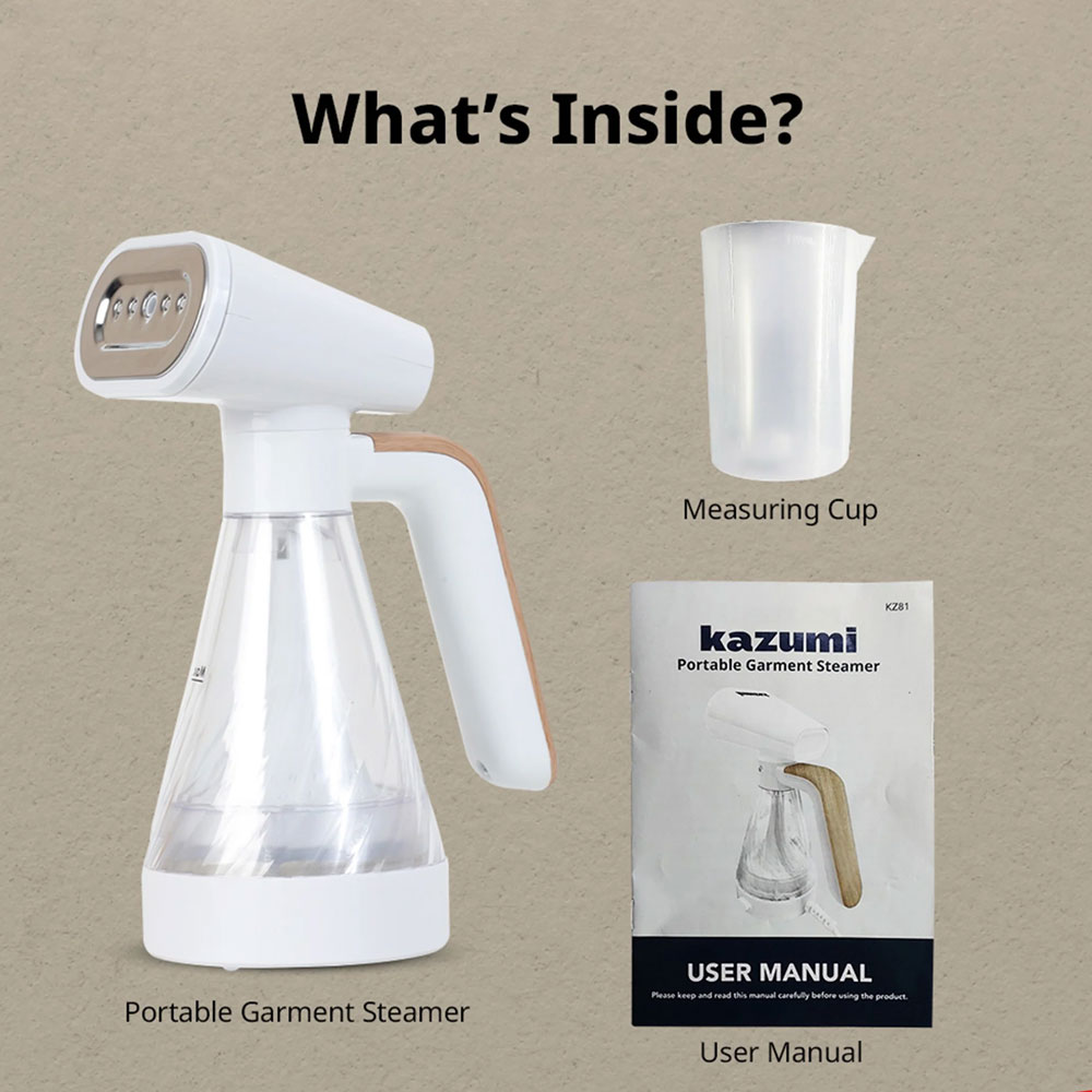 Kazumi KZ81 Portable Garment Steamer - White - Image 3