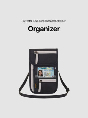 Polyester 1065 Sling Passport ID Holder Organizer With RFID Protection – Black