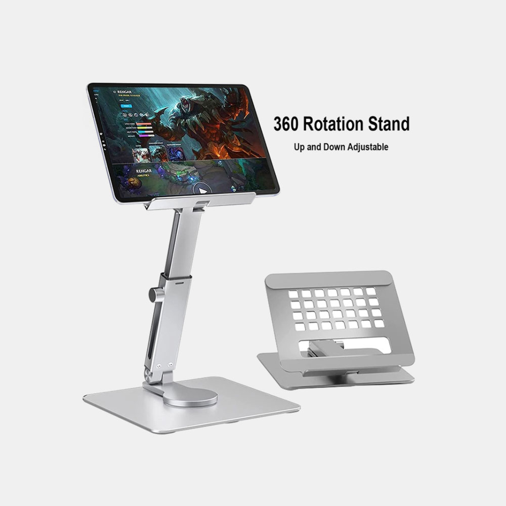Telescopic Rotary Tablet Stand – Silver - Image 2