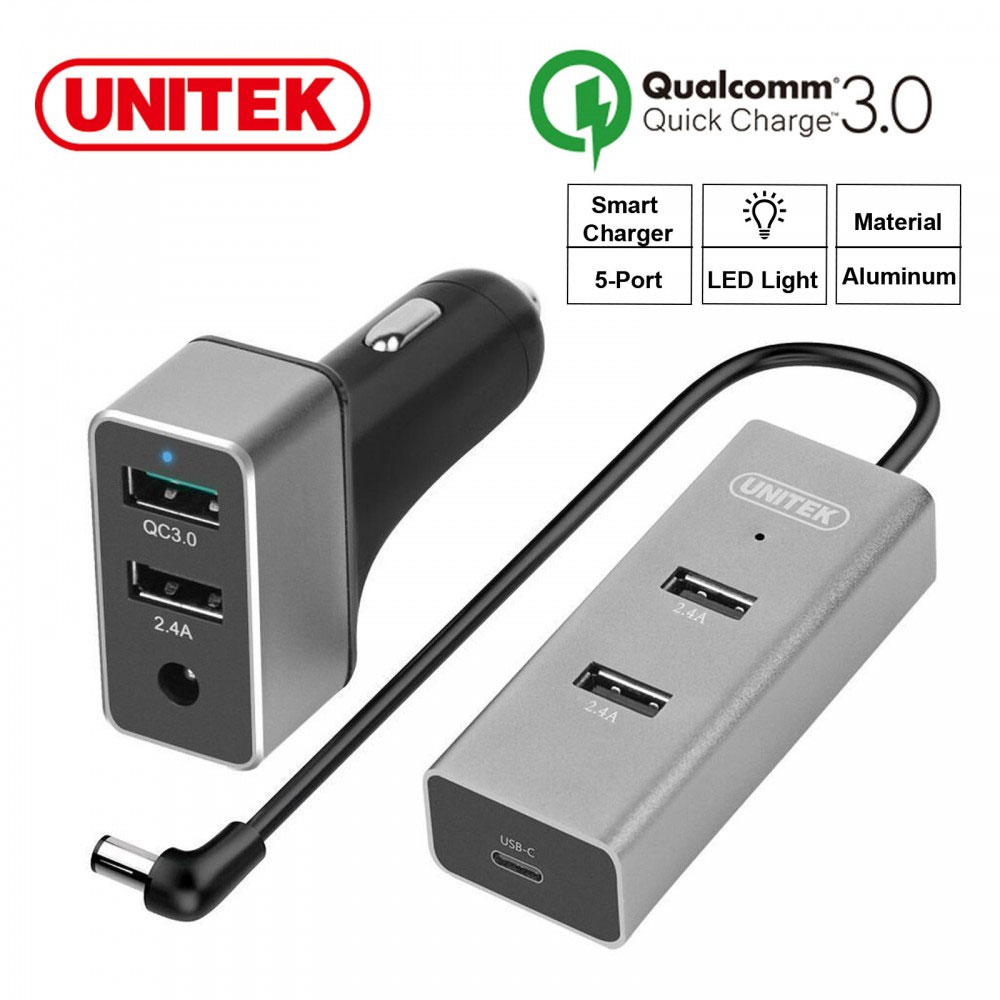 Unitek Y-P530B 60W 5-Port USB Smart Car Charger - Image 4