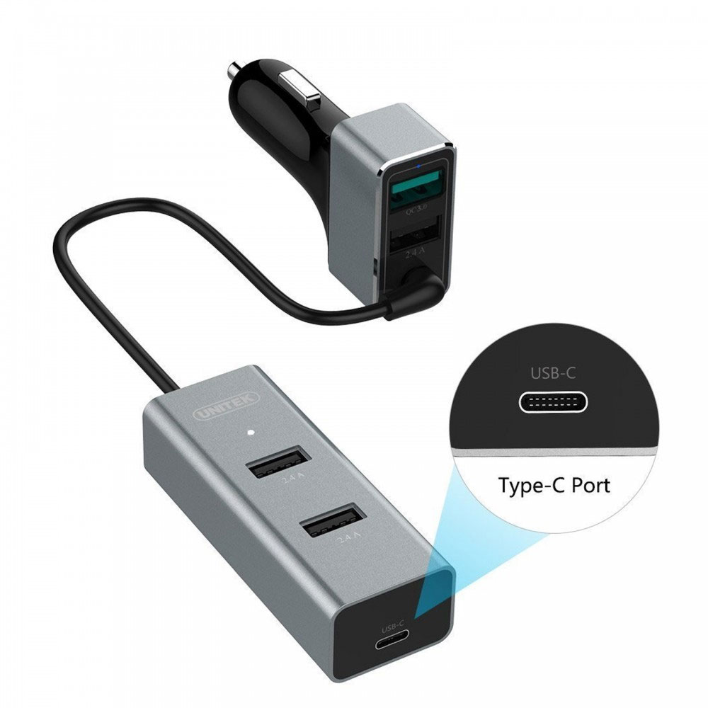 Unitek Y-P530B 60W 5-Port USB Smart Car Charger - Image 3