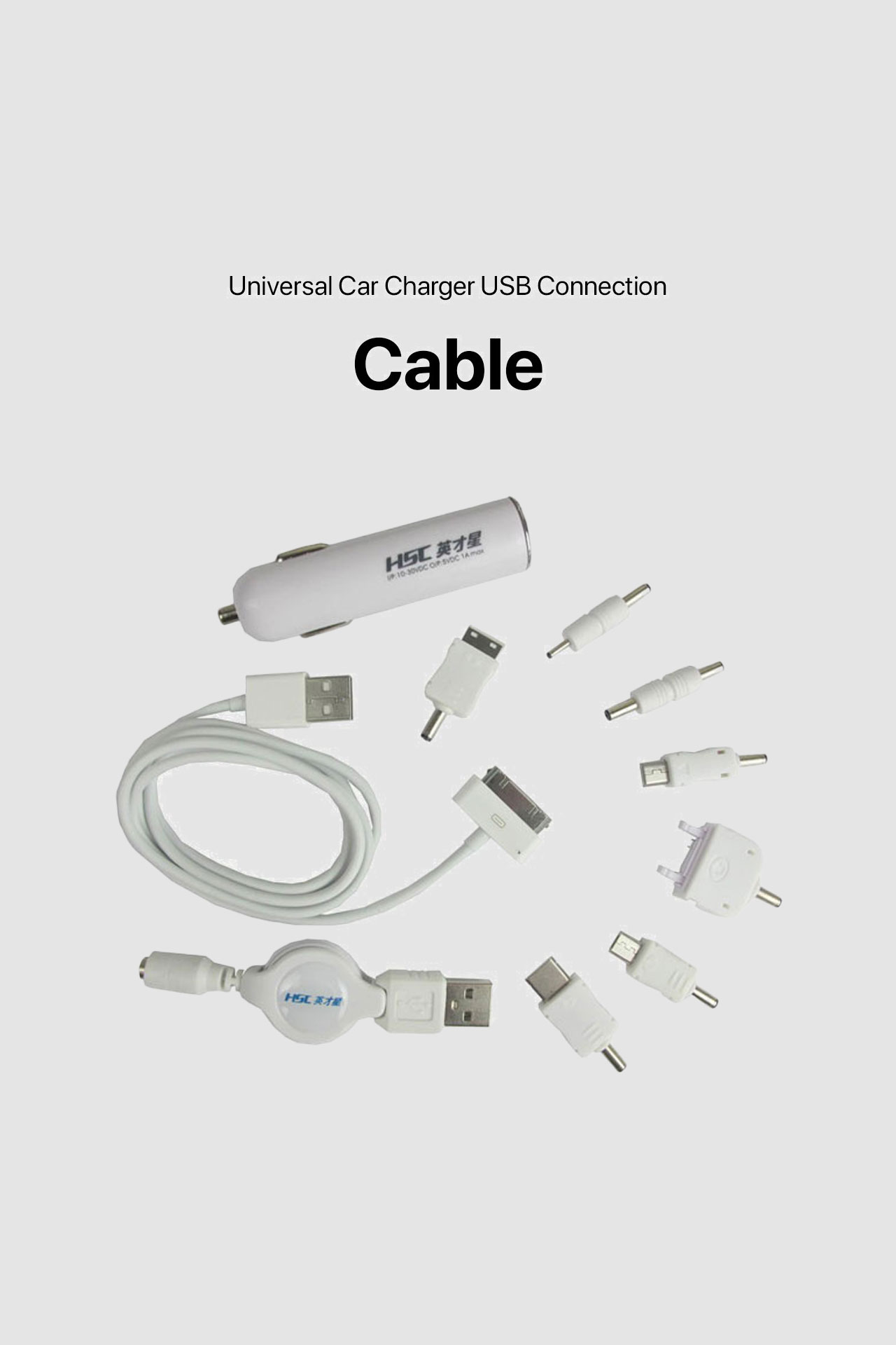 Universal Car Charger USB Connection Cable