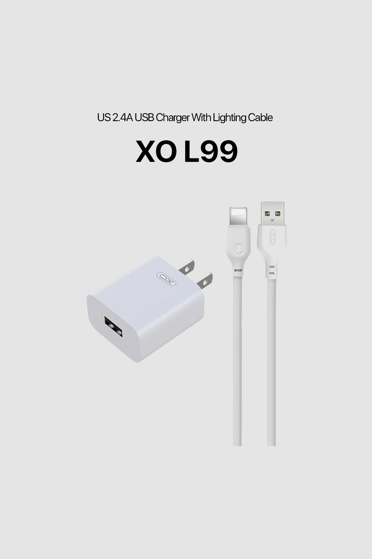 XO L99 US 2.4A USB Charger With Lighting Cable