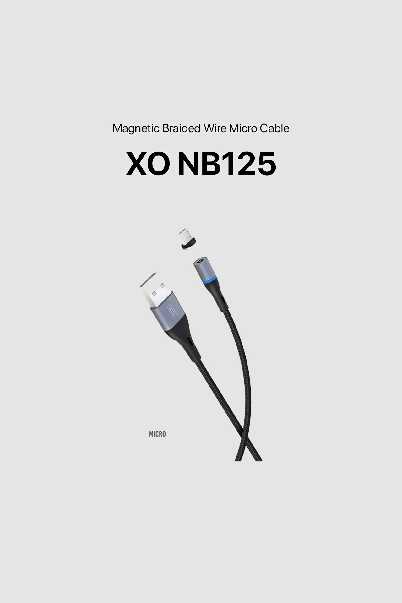 XO NB125 Magnetic Quick Charge Braided Wire Micro Cable