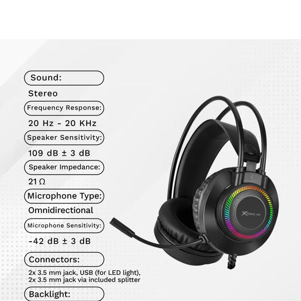 XTRIKE ME Backlit Stereo Gaming Headset GH-509 - Black - Image 2