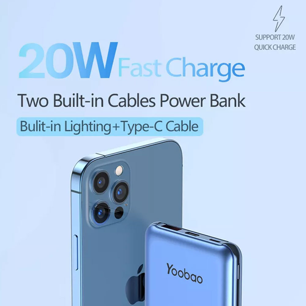 Yoobao LC2 Built-in Type-C And Lightning Cable Power Bank - Image 2