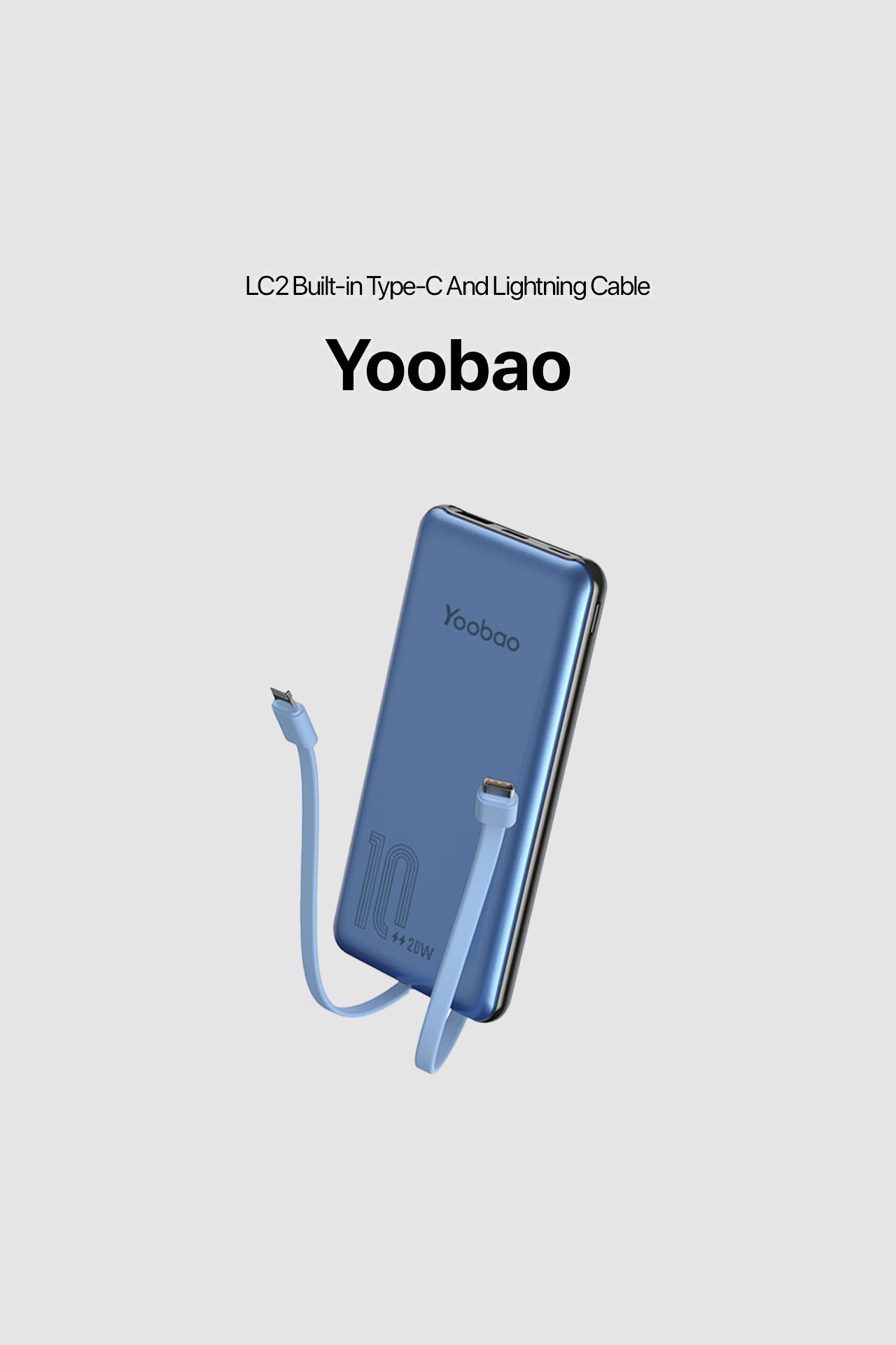 Yoobao LC2 Built-in Type-C And Lightning Cable Power Bank