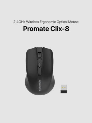 Promate Clix-8 | 2.4GHz Wireless Ergonomic Optical Mouse