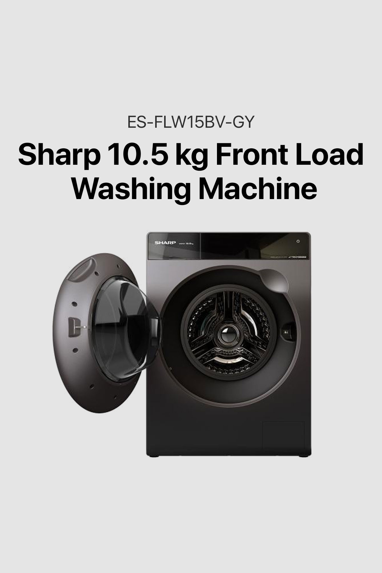 Sharp 10.5 kg Front Load Washing Machine (ES-FLW15BV-GY)