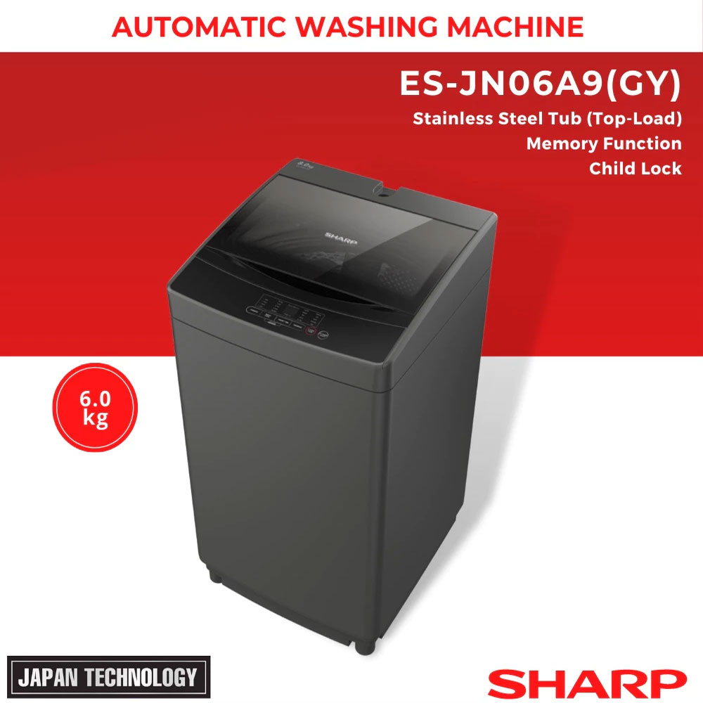Sharp 6.0 kg Fully Automatic Washing Machine (Top Load) - (ES-JN06A9(GY)) - Image 3