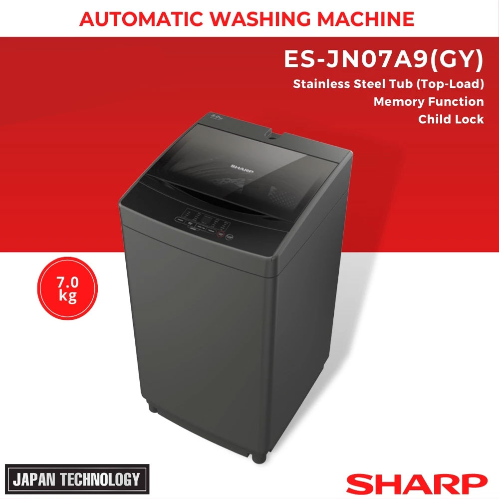 Sharp 7.0 kg Fully Automatic Washing Machine (Top Load) - (ES-JN07A9(GY)) - Image 3