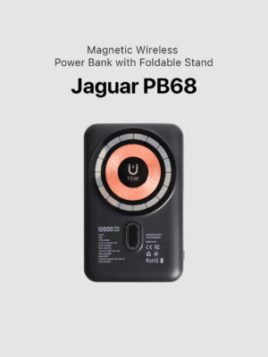 Jaguar Electronics PB68 Magnetic Wireless Power Bank with Foldable Stand PD20W 10000mAh - Black