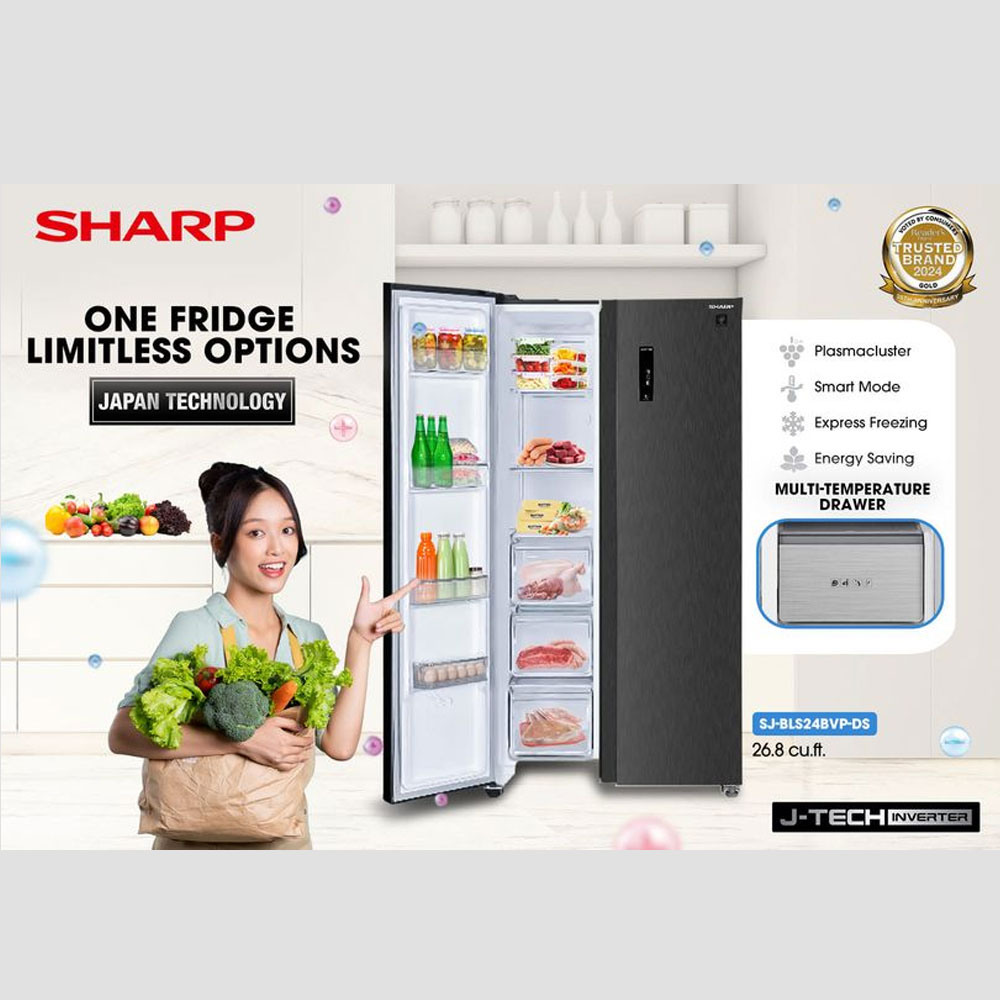 Sharp 21.2 cu. ft. Side-by-Side inverter Refrigerator with PCI (SJ-BLS24BVP-DS) - Image 3