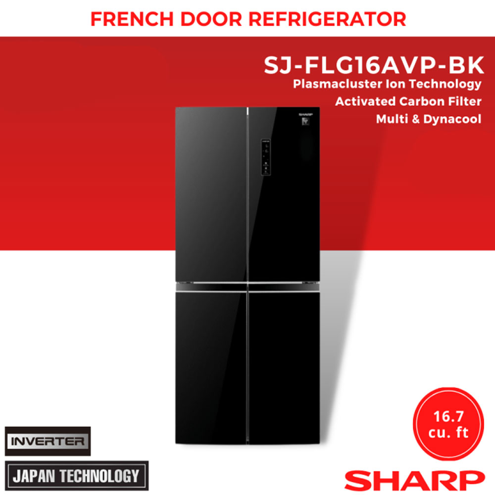Sharp 16.7 cu. ft. Glass French Door Inverter Refrigerator (SJ-FLG16AVP-BK) - Image 3
