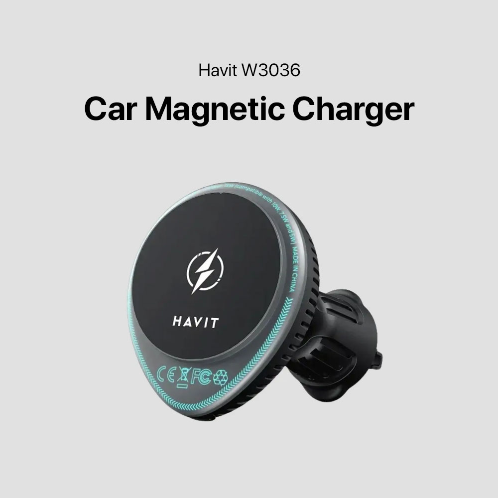 Havit W3036 Car Magnetic Wireless Charging Holder with Cooling Fan