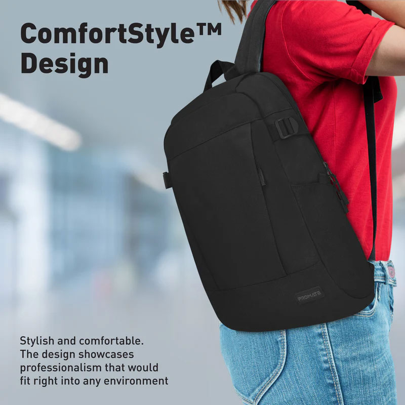 Promate Birger 15.6" ComfortStyle™ Laptop Backpack with Large Compartments - Image 4