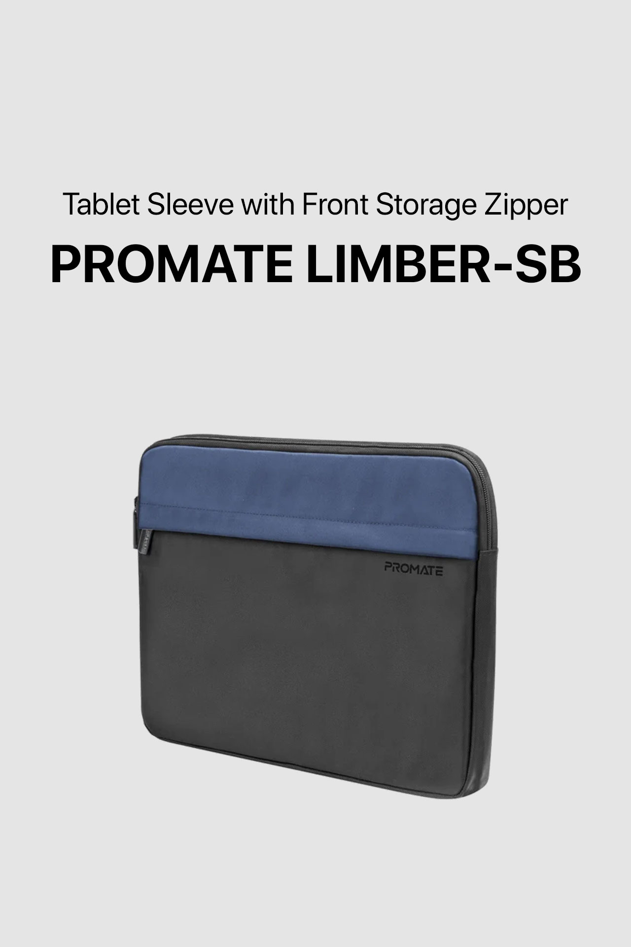 Promate Limber-SB Lightweight 13" Tablet Sleeve with Front Storage Zipper