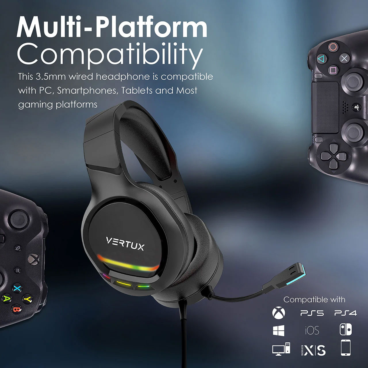 Vertux Tokyo Noise Isolating Amplified Wired Gaming Headset - Image 3